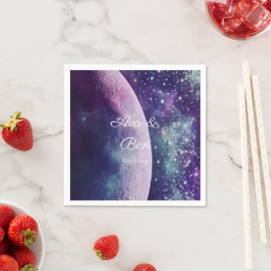 Serviette En Papier Mariage Galaxie Violette Céleste Lune