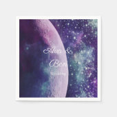 Serviette En Papier Mariage Galaxie Violette Céleste Lune (Devant)