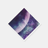 Serviette En Papier Mariage Galaxie Violette Céleste Lune (Coin)