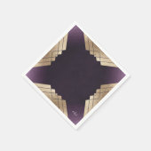 Serviette En Papier Mariage Gatsby d'or violet géométrique (Coin)