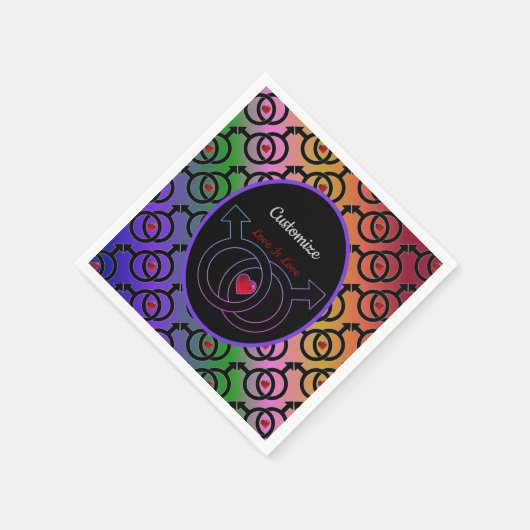 Serviette En Papier Mariage gay personnalisées en papier arc-en-ciel s (Coin)