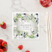 Serviette En Papier Mariage géométrique argent blanc rustique Anémone (En situation)