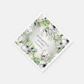 Serviette En Papier Mariage géométrique argent blanc rustique Anémone (Coin)