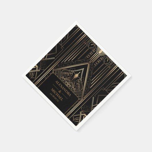 Serviette En Papier Mariage géométrique Art déco (Coin)