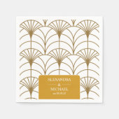 Serviette En Papier Mariage Géométrique Art Déco Gold White Gatsby (Devant)