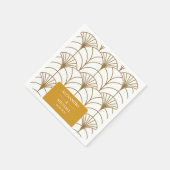 Serviette En Papier Mariage Géométrique Art Déco Gold White Gatsby (Coin)