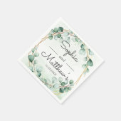 Serviette En Papier Mariage géométrique cadre Eucalyptus or vert (Coin)