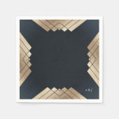 Serviette En Papier Mariage Géométrique Dark Navy Gold Gatsby (Devant)