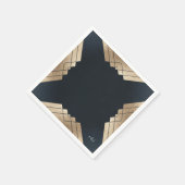 Serviette En Papier Mariage Géométrique Dark Navy Gold Gatsby (Coin)