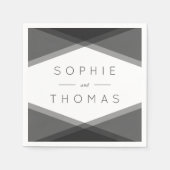 Serviette En Papier Mariage géométrique en couche grise (Devant)