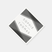 Serviette En Papier Mariage géométrique en couche grise (Coin)