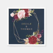 Serviette En Papier Mariage géométrique Gold et rouge Tropical Napkin (Devant)