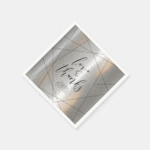 Serviette En Papier Mariage géométrique métallique Argent/Noir ID648 (Coin)