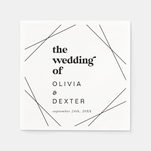 Serviette En Papier Mariage géométrique moderne (Devant)
