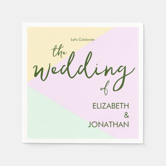 Serviette En Papier Mariage géométrique Pastel Muet (Devant)