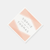Serviette En Papier Mariage Géométrique Superposé de Pêche (Coin)