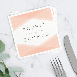 Serviette En Papier Mariage Géométrique Superposé de Pêche