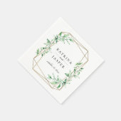 Serviette En Papier Mariage Géométrique Vert et Or (Coin)