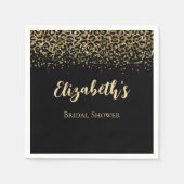 Serviette En Papier Mariage Glitter Imprimé Léopard Or Noir (Devant)