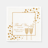 Serviette En Papier Mariage Gold Champagne Bubbles (Devant)
