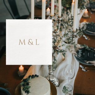 Serviette En Papier Mariage Gold Couple Initiales