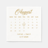Serviette En Papier Mariage Gold du calendrier août (Devant)