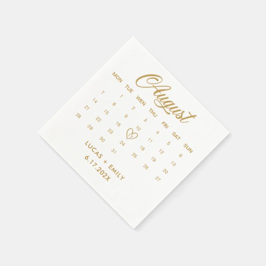 Serviette En Papier Mariage Gold du calendrier août (Coin)