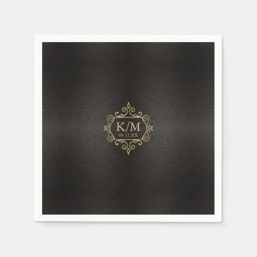 Serviette En Papier Mariage Gold Filigree fin ID871 (Devant)