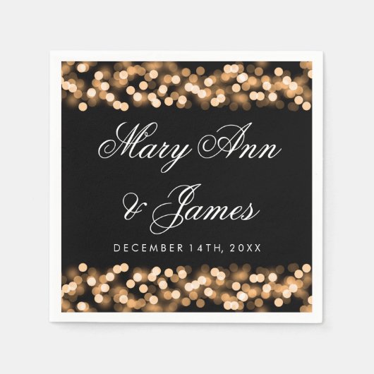 Serviette En Papier Mariage Gold Hollywood Glam (Devant)