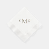 Serviette En Papier Mariage Gold Mixte Monogramme Blanc Coin Cocktail (Coin)