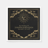 Serviette En Papier Mariage Gold Sun et Moon Tarot Card (Devant)