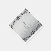 Serviette En Papier Mariage gothique argenté et noir (Coin)