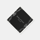 Serviette En Papier Mariage gothique argenté et noir (Coin)