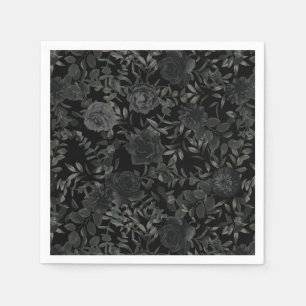 Serviette En Papier Mariage gothique blanc et noir Rose