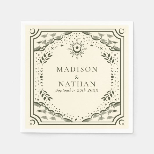 Serviette En Papier Mariage gothique de la carte Tarot d'olive (Devant)