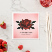 Serviette En Papier Mariage gothique de Rose rouge (En situation)