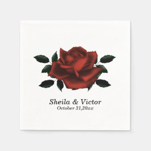 Serviette En Papier Mariage gothique de Rose rouge