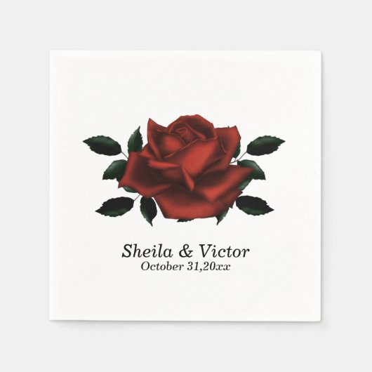 Serviette En Papier Mariage gothique de Rose rouge (Devant)