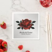 Serviette En Papier Mariage gothique de Rose rouge (En situation)