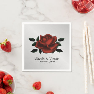 Serviette En Papier Mariage gothique de Rose rouge