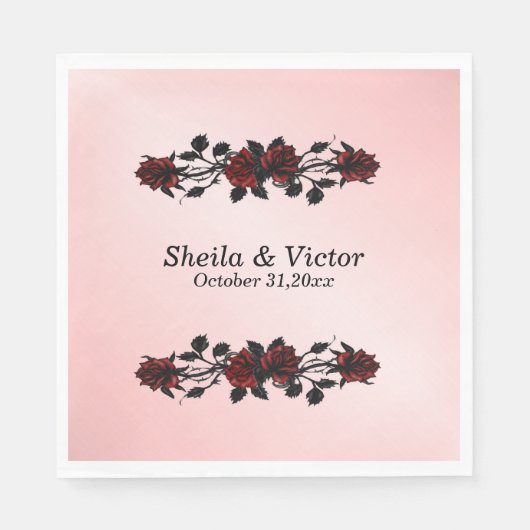 Serviette En Papier Mariage gothique de Rose rouge (Devant)