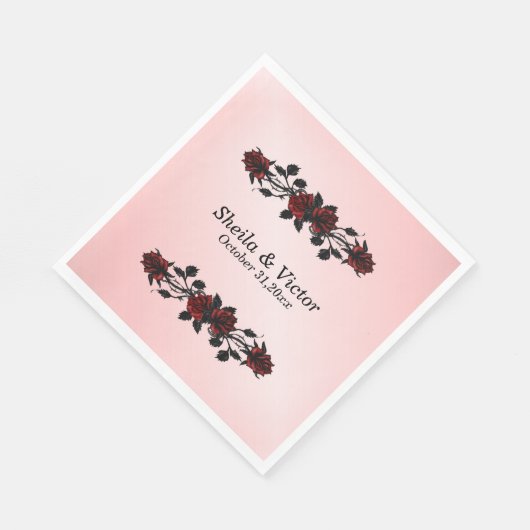 Serviette En Papier Mariage gothique de Rose rouge (Coin)