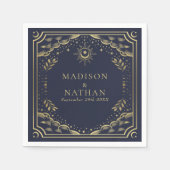 Serviette En Papier Mariage gothique Gold et Navy Tarot Card (Devant)