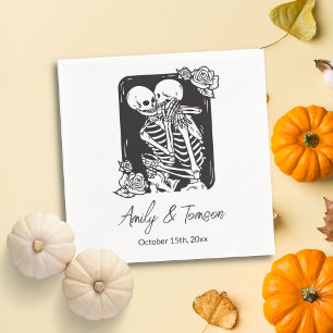 Serviette En Papier Mariage gothique Halloween de squelettes qui s'emb