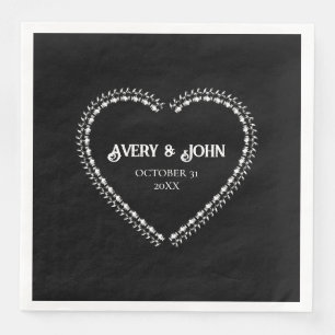 Serviette En Papier Mariage gothique minimaliste noir et blanc