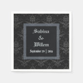 Serviette En Papier Mariage gothique noir Brocade Napkin (Devant)
