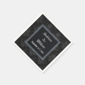 Serviette En Papier Mariage gothique noir Brocade Napkin (Coin)