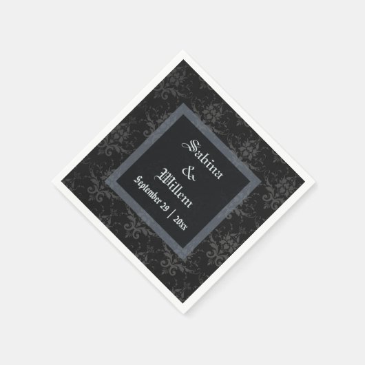 Serviette En Papier Mariage gothique noir Brocade Napkin (Coin)