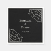 Serviette En Papier Mariage gothique noir et blanc (Devant)