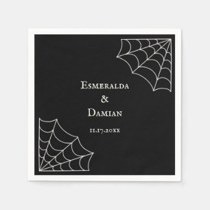 Serviette En Papier Mariage gothique noir et blanc